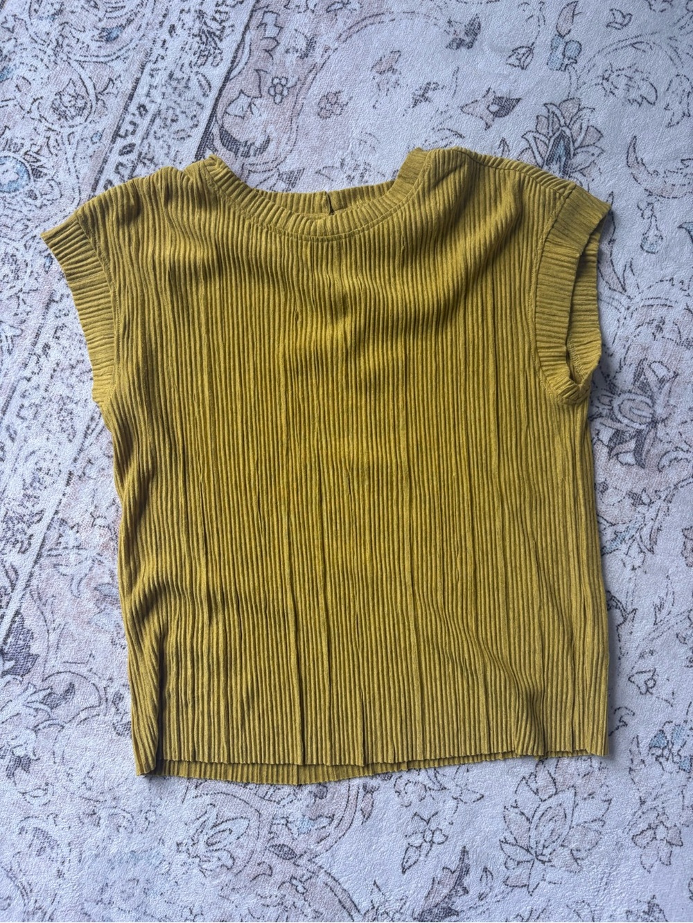 RW&CO. Ribbed Cap-Sleeve Tank in Mustard Yellow